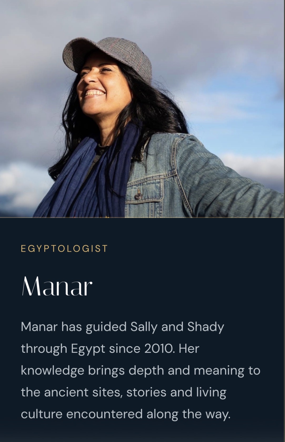 Manar, Egyptologist and host